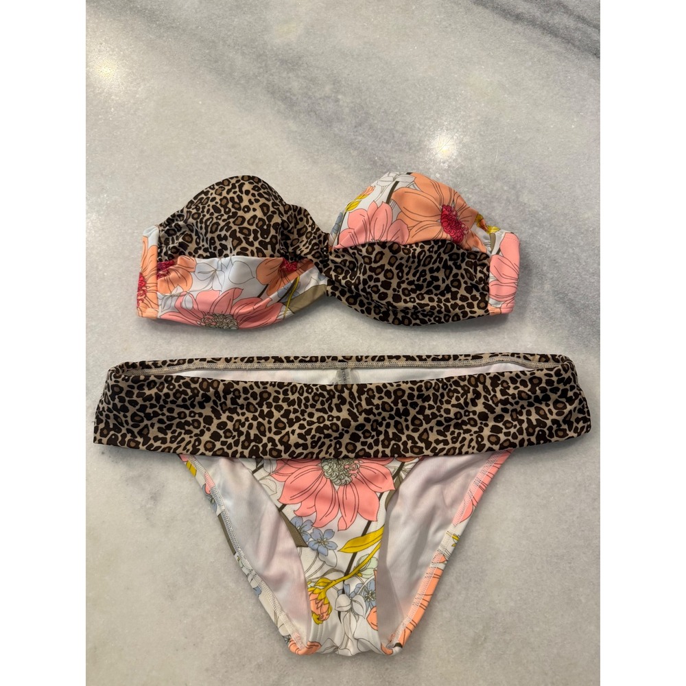 Victoria's‎ Secret Swim Bikini Set Leopard Floral Print Women's Medium M